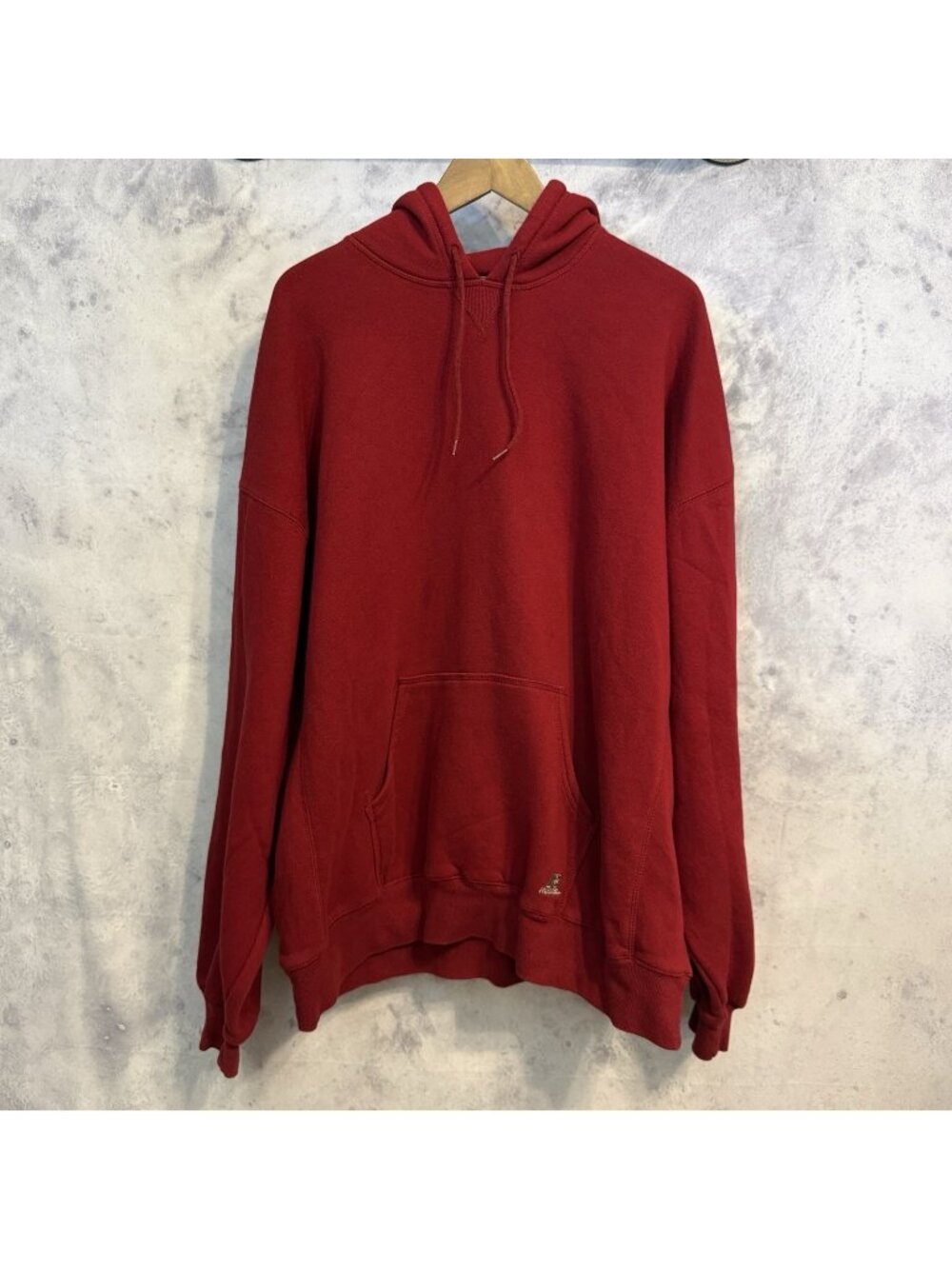 Russell Athletic Pullover Hoodie Sweatshirt Red Embroidered Logo Size 3XL XXXL